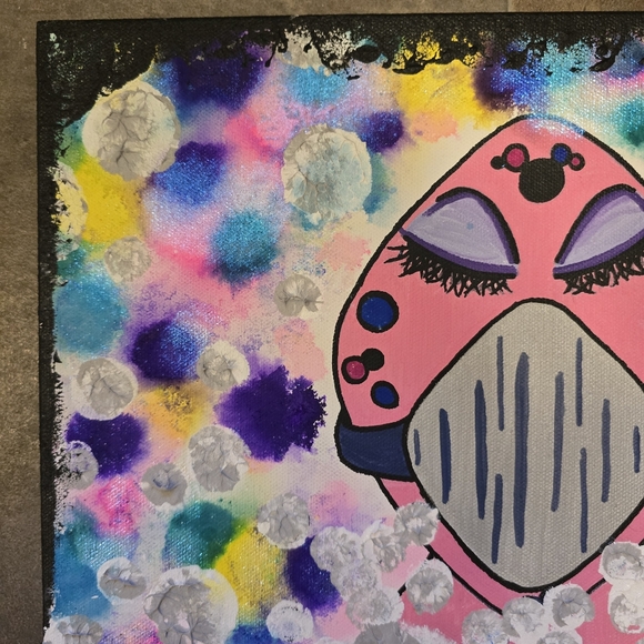 HANDCRAFTED Abstract Alien Painting HANDMADE Artwork HANDPAINTED Wall Art Decor - Picture 4 of 17